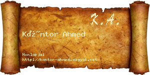Kántor Ahmed névjegykártya